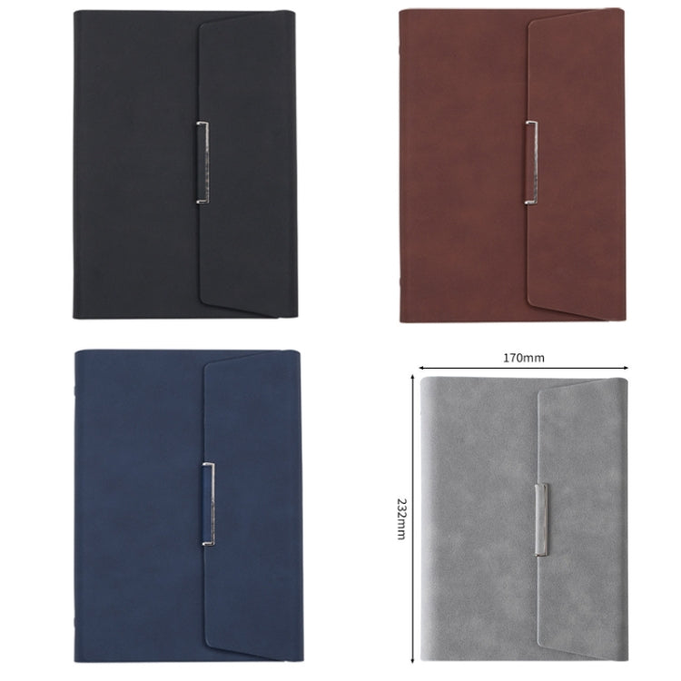 6 Hole Three Fold Loose-leaf Case A5 Business Notebook Office Stationery Notepad(Blue)