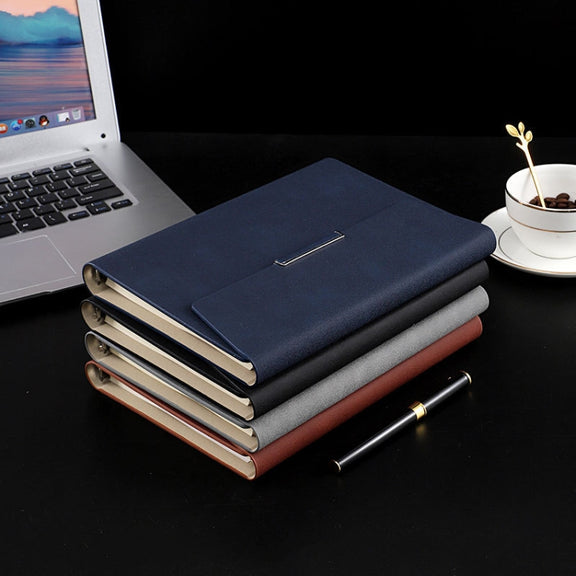 6 Hole Three Fold Loose-leaf Case A5 Business Notebook Office Stationery Notepad(Grey)
