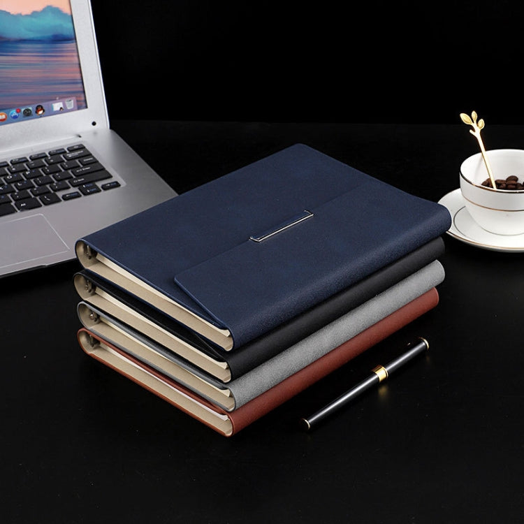 6 Hole Three Fold Loose-leaf Case A5 Business Notebook Office Stationery Notepad(Grey)