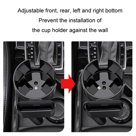 2 in 1 Car Center Console Water Cup Holder Multi-purpose Storage Box(Black)