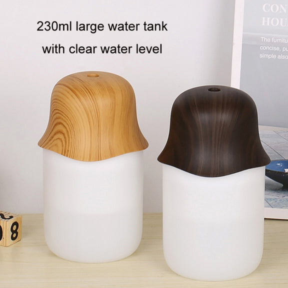 Desktop USB Humidifier Wood Grain Air Aromatherapy Night Light(Light Color)