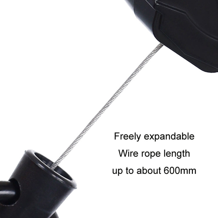 Telescopic High Resilience Steel Wire Rope Metal Anti-theft Buckle(Quick Release Ring White Black)
