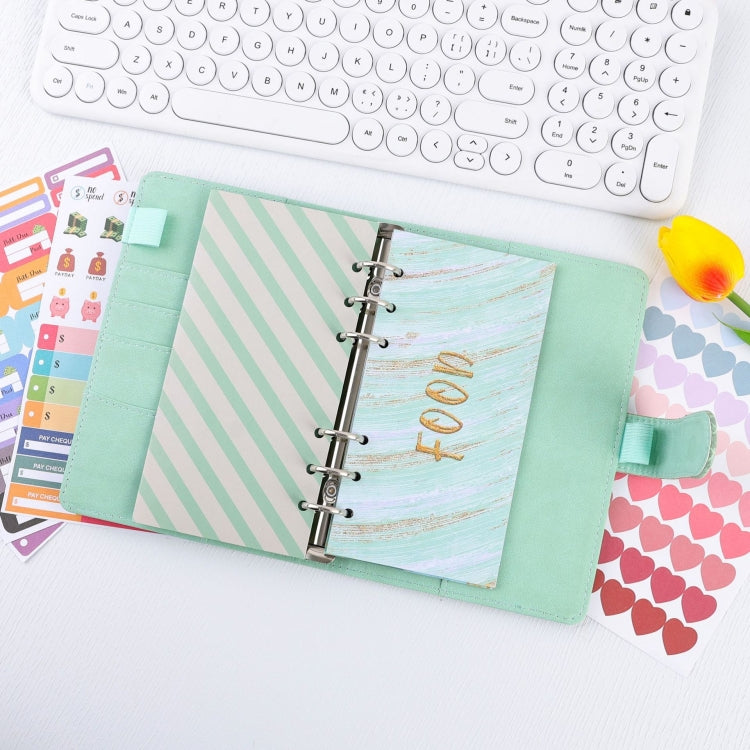 A6 Crocodile Pattern PU Leather Loose-Leaf Binder Budget Notebook Cash Envelope Organizer(Warm White)