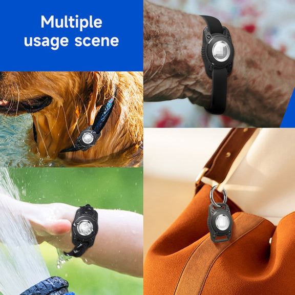 For AirTag Protective Case Three-proof All-inclusive IPX7 Water-resistant Locator Cover(Black)