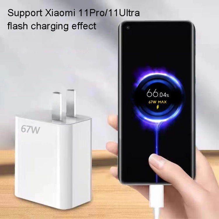 For Xiaomi 11 Pro/11 Ultra Flash Charging Effect Universal 67W USB Charger US Plug, Style: Charger(White)