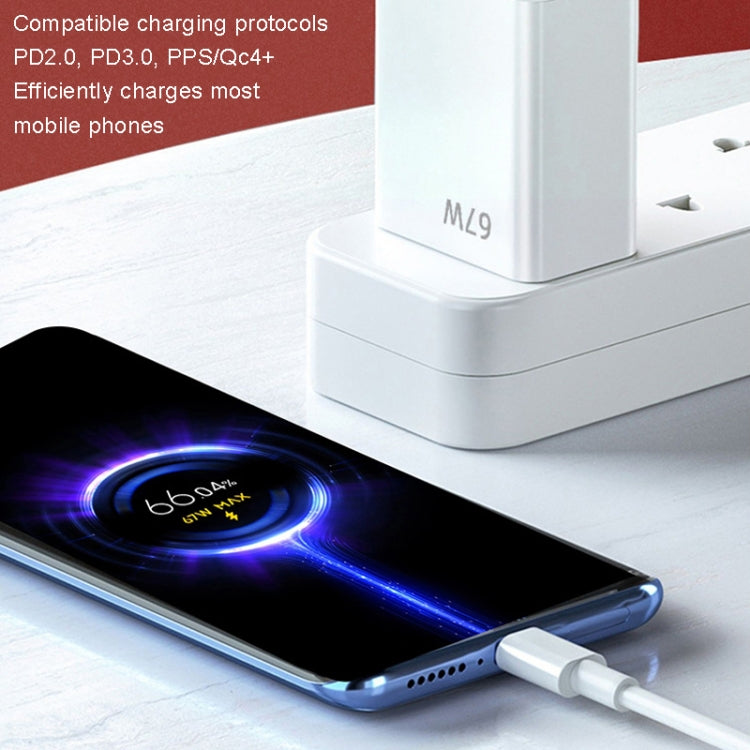 For Xiaomi 11 Pro/11 Ultra Flash Charging Effect Universal 67W USB Charger US Plug, Style: Charger(White)