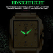 BINBOND B4143 Rectangular Outdoor Men Water-resistant Quartz Watches(Brown Leather-Full Gold)
