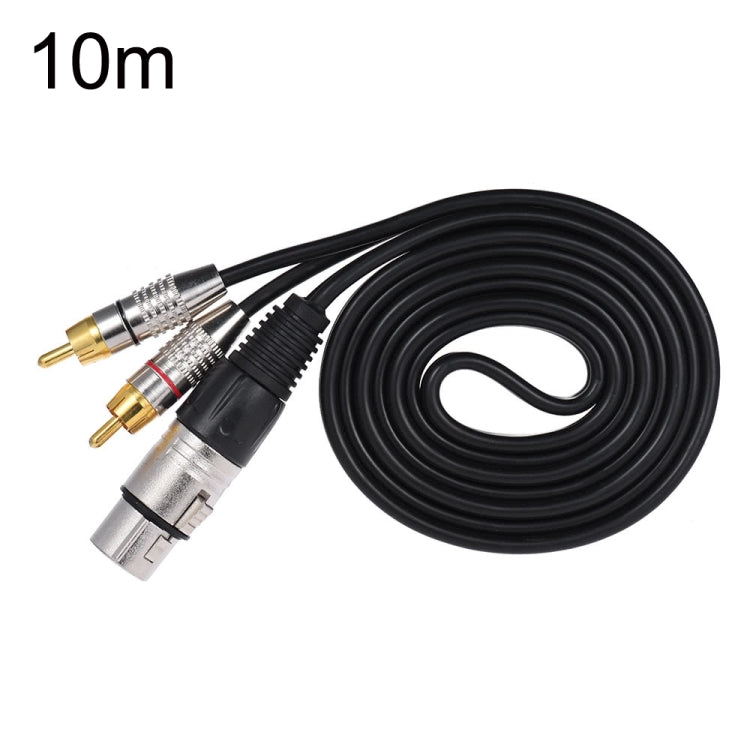 XLR Female To 2RCA Male Plug Stereo Audio Cable, Length: 10m