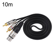 XLR Female To 2RCA Male Plug Stereo Audio Cable, Length: 10m