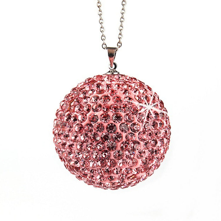 Car Diamond Crystal Ball Rearview Mirror Decoration Pendant(Pink)