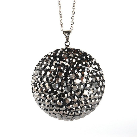 Car Diamond Crystal Ball Rearview Mirror Decoration Pendant(Shiny Black)