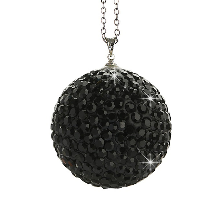 Car Diamond Crystal Ball Rearview Mirror Decoration Pendant(Black)