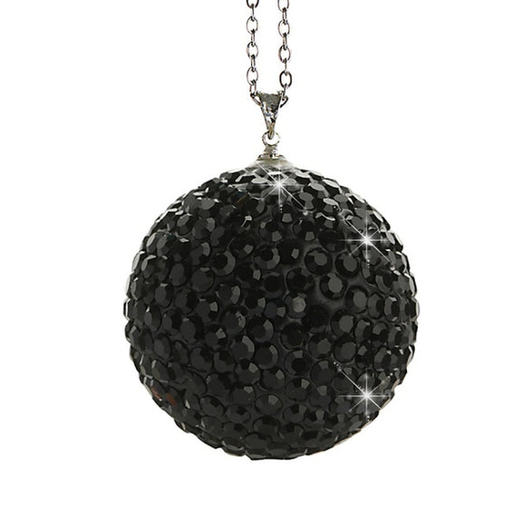 Car Diamond Crystal Ball Rearview Mirror Decoration Pendant(Black)