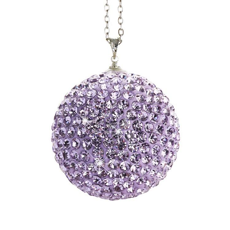 Car Diamond Crystal Ball Rearview Mirror Decoration Pendant(Violet)