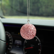 Car Diamond Crystal Ball Rearview Mirror Decoration Pendant(Crystal Yellow)