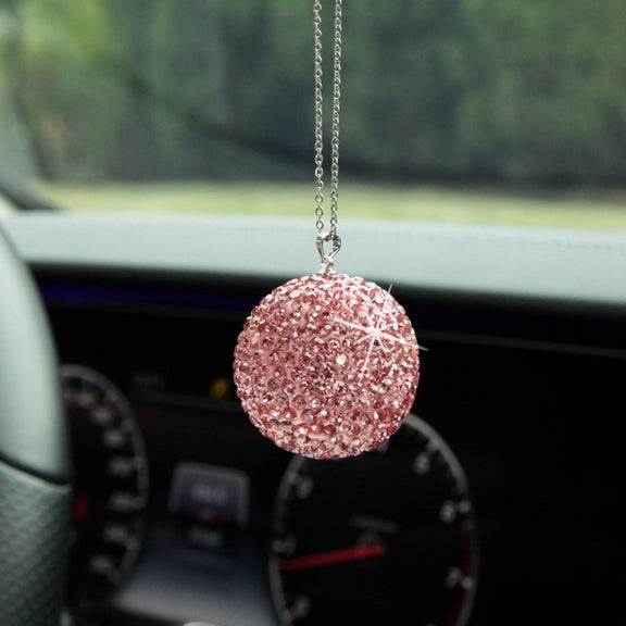 Car Diamond Crystal Ball Rearview Mirror Decoration Pendant(Crystal Yellow)