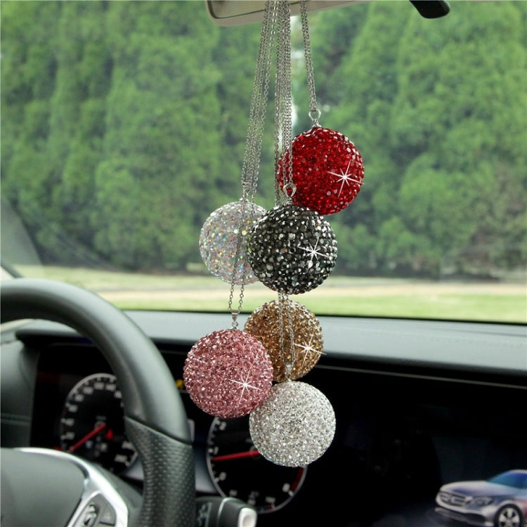 Car Diamond Crystal Ball Rearview Mirror Decoration Pendant(Crystal Yellow)