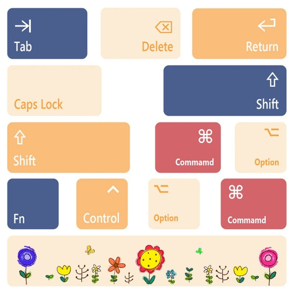 for Macbook Air 13.3 inch 5pcs Laptop Keyboard PVC Sticker(Flower)