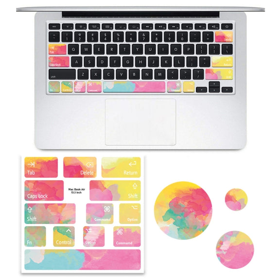 for Macbook Air 13.3 inch 5pcs Laptop Keyboard PVC Sticker(Pink Colorful)