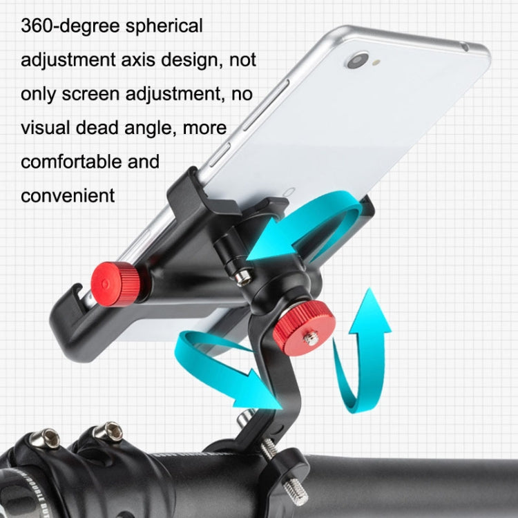 PROMEND SJJ-297 Aluminum Alloy Rotation Adjustable Bicycle Mobile Phone Bracket(Black)