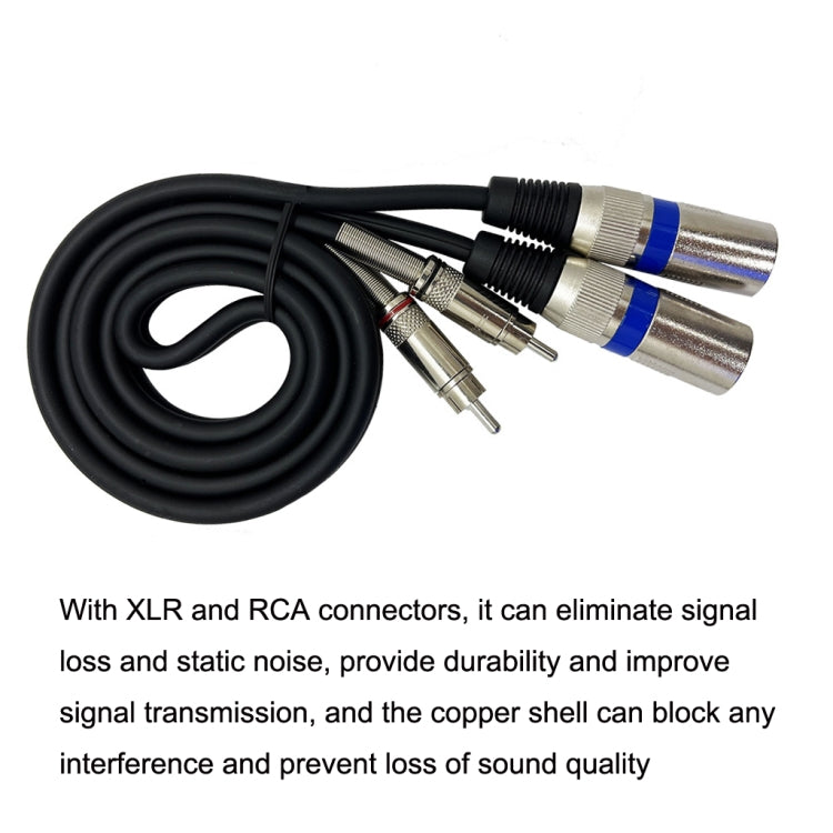 2RCA Male 2XLR Caron Male Speaker Audio Balance Cable, Length: 3m
