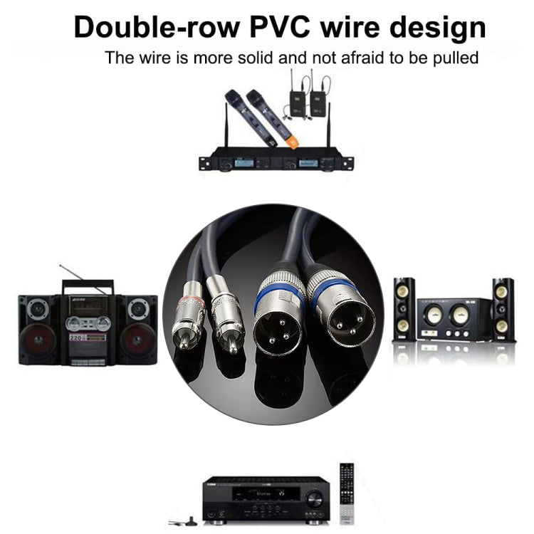 2RCA Male 2XLR Caron Male Speaker Audio Balance Cable, Length: 3m