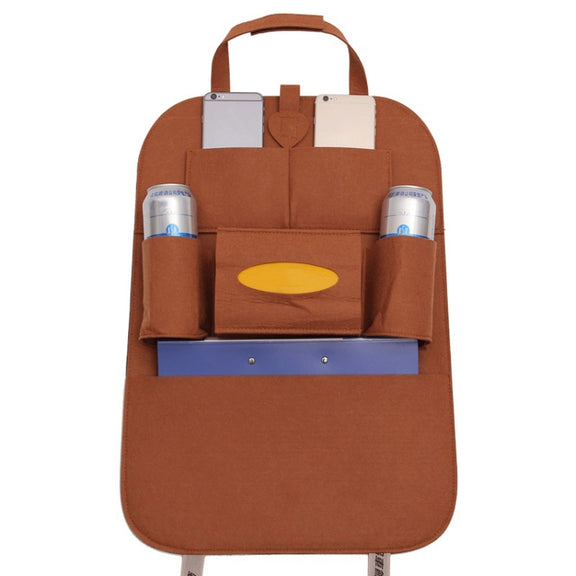 Car Multifunctional Seat Back Storage Hanging Bag, Size: 40x56cm(Khaki)