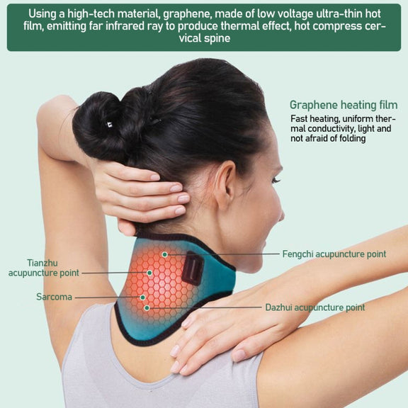 USB Electric Heating Neck Protector Graphene Neck Pain Relief Tool(Sea Green)