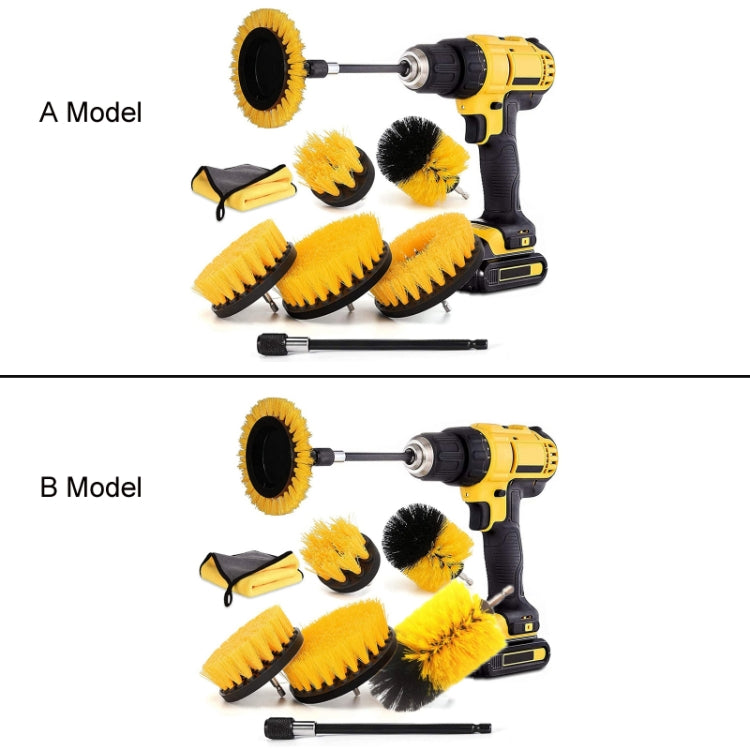 8 In 1 Electric Drill Crevice Cleaning Brush Car Wash Tool Set, Size: B Model(Yellow)