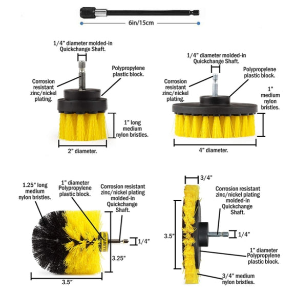 8 In 1 Electric Drill Crevice Cleaning Brush Car Wash Tool Set, Size: B Model(Yellow)