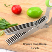 Five-Layer Vegetable Scissors Office Shredding Stainless Steel Scissors(Green Gray)