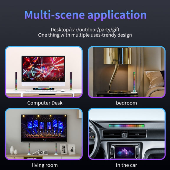 RGB Sound-controlled Rhythmic Response Lights Music Ambient LED Pick-up Lights Charging(16 Light+APP White)
