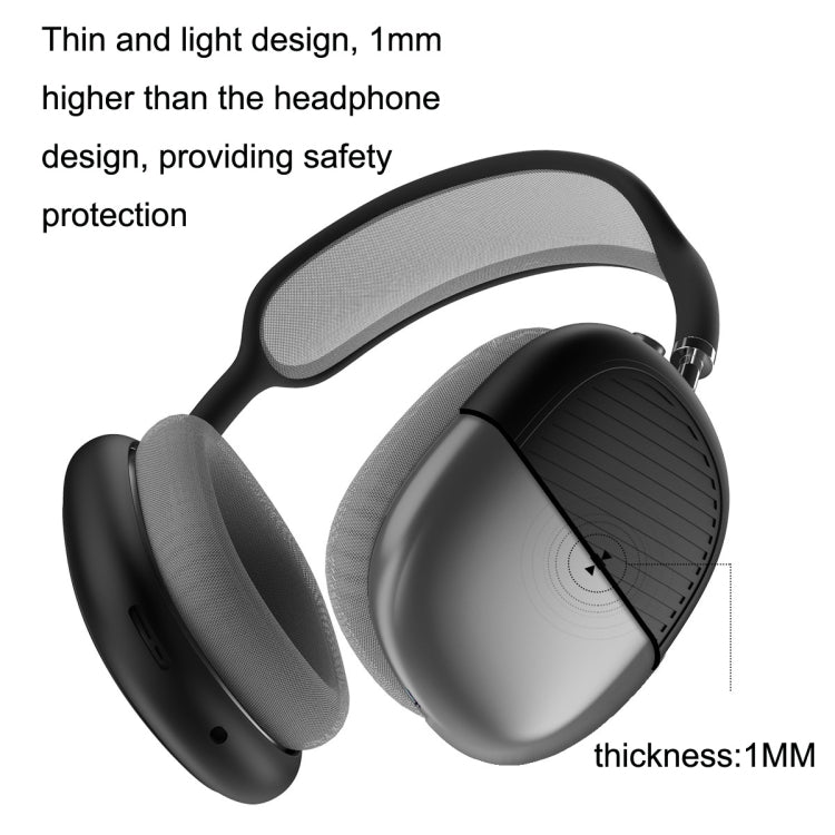 T2 For Apple AirPods Max 1pair Bluetooth Headset Anti-Fall Silicone Protective Case(Black)