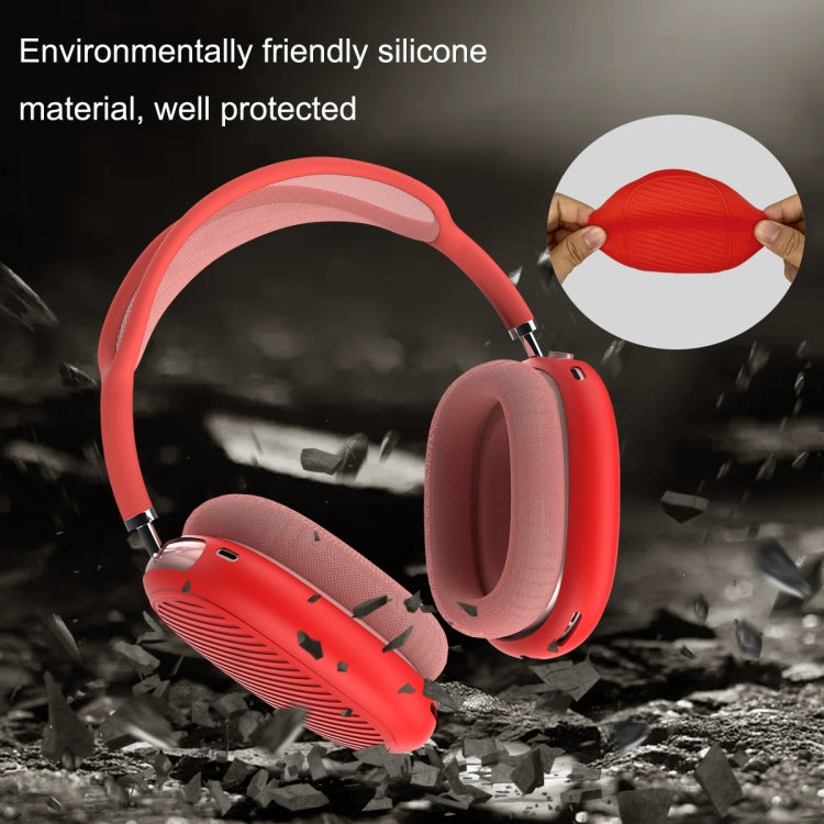 T2 For Apple AirPods Max 1pair Bluetooth Headset Anti-Fall Silicone Protective Case(Red)