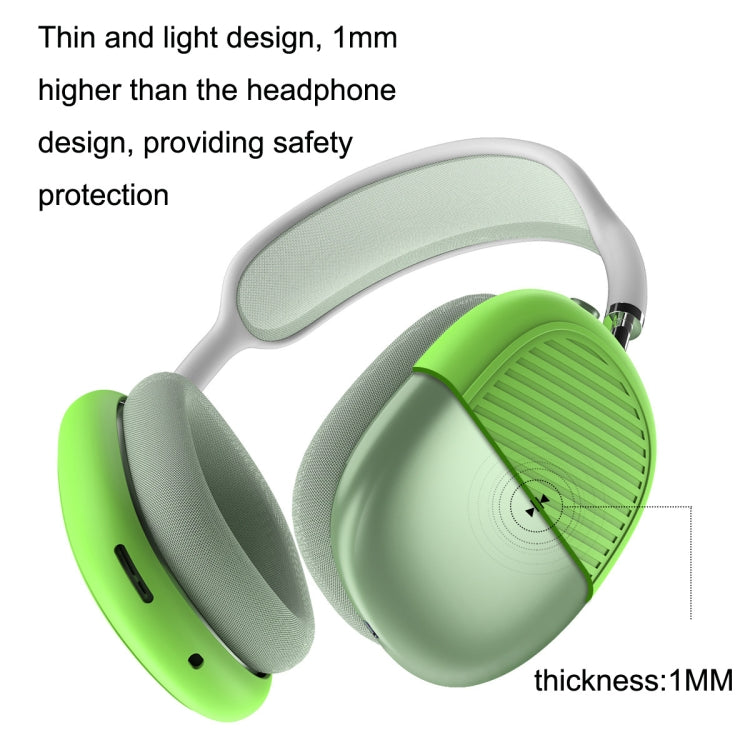T2 For Apple AirPods Max 1pair Bluetooth Headset Anti-Fall Silicone Protective Case(Luminous Green)