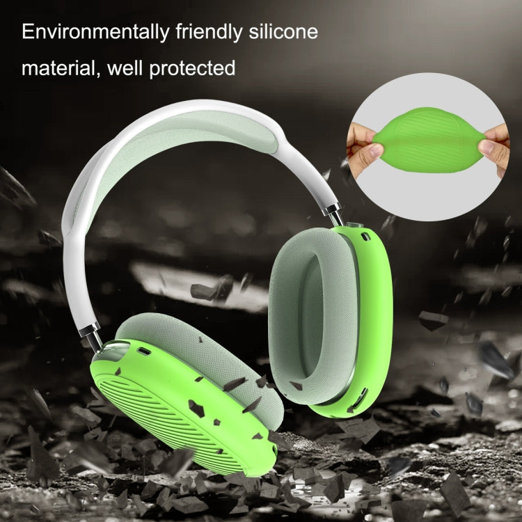 T2 For Apple AirPods Max 1pair Bluetooth Headset Anti-Fall Silicone Protective Case(Luminous Green)