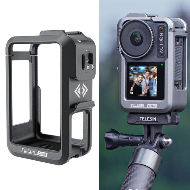 For DJI Osmo Action 3 TELESIN OA-FMS-004 Motion Camera Metal Rabbit Cage Protection Frame(Grey)
