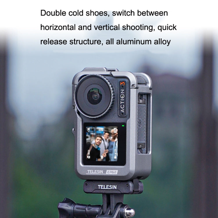 For DJI Osmo Action 3 TELESIN OA-FMS-004 Motion Camera Metal Rabbit Cage Protection Frame(Grey)