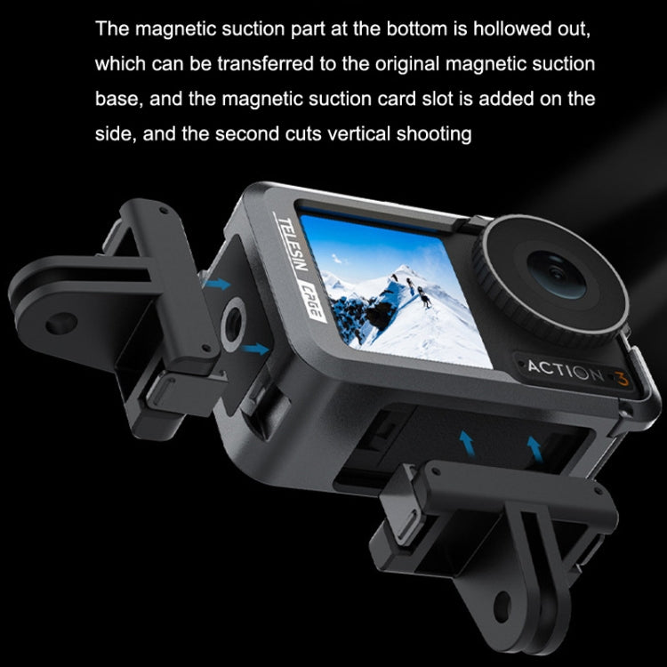 For DJI Osmo Action 3 TELESIN OA-FMS-004 Motion Camera Metal Rabbit Cage Protection Frame(Grey)