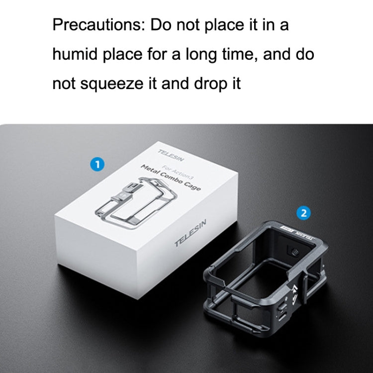 For DJI Osmo Action 3 TELESIN OA-FMS-004 Motion Camera Metal Rabbit Cage Protection Frame(Grey)