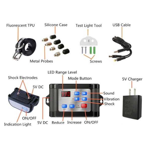 Outdoor Wireless Electronic Pet Fence Night Reflective Collar, Specification: One for One(EU Plug)