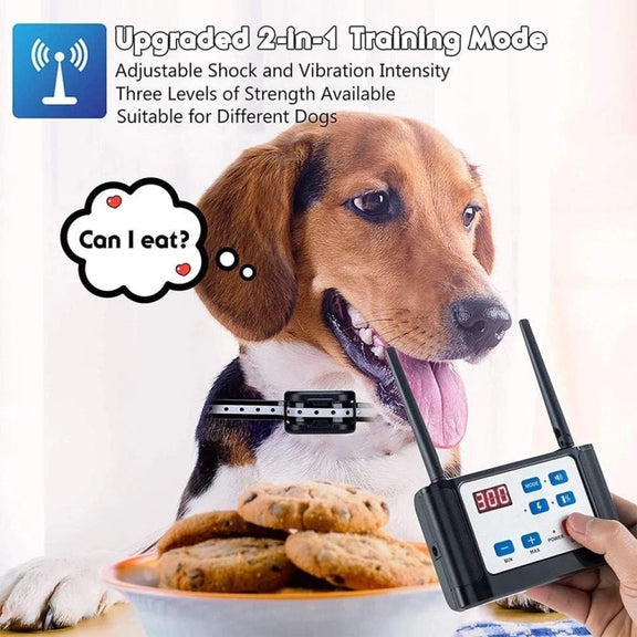 Outdoor Wireless Electronic Pet Fence Night Reflective Collar, Specification: One for Two(UK Plug)