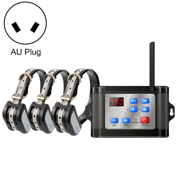Outdoor Wireless Electronic Pet Fence Night Reflective Collar, Specification: One for  Three(AU Plug)
