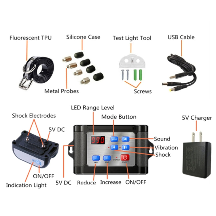 Outdoor Wireless Electronic Pet Fence Night Reflective Collar, Specification: One for  Three(EU Plug)