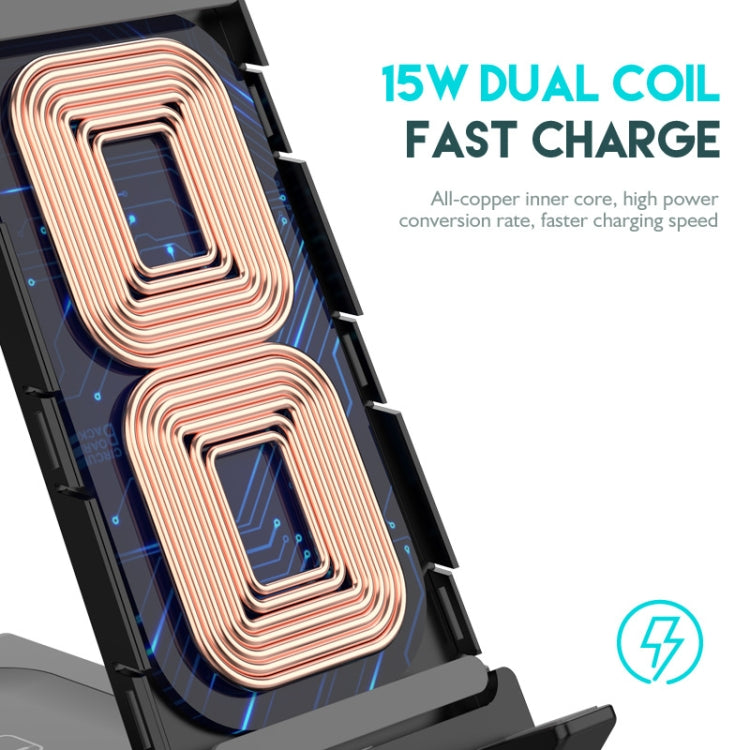 Z252 6-In-1 Wireless Charging Stand Dock With USB-C/Type-C Port & 8 Pin Charge Cable(Grey)