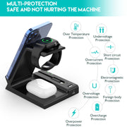 Z252 6-In-1 Wireless Charging Stand Dock With USB-C/Type-C Port & 8 Pin Charge Cable(Grey)