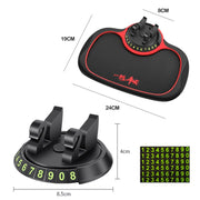 Car Center Console Mobile Phone Anti-skid Mat Temporary Parking Number Plate(With Bracket)