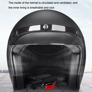 BYB 701 All Seasons Retro Motorcycle Helmet, Size: M(Bright Black)