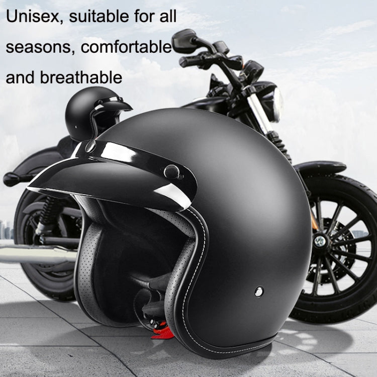 BYB 701 All Seasons Retro Motorcycle Helmet, Size: M(Bright Black)