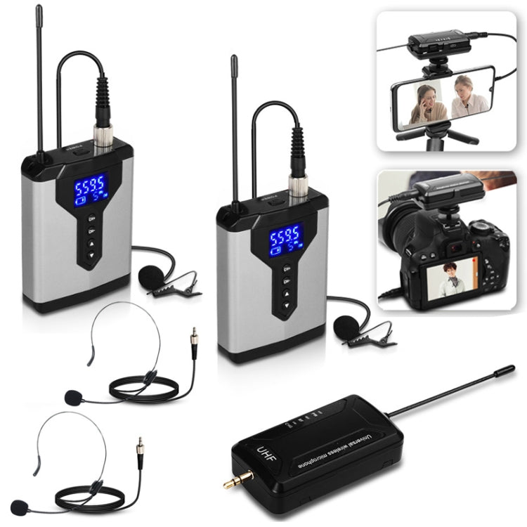 Q6 1 Drag 2 Wireless Lavalier Head Wear With Stand USB Computer Recording Microphone Live Phone SLR Lavalier Microphone